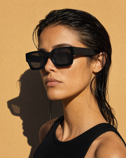 SLAB Frame 06 in NO COMMENT gloss black, three-quarter portrait