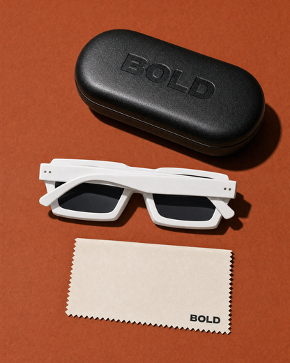 SLAB Frame 06 in BONE white with BOLD hard case and cleaning cloth