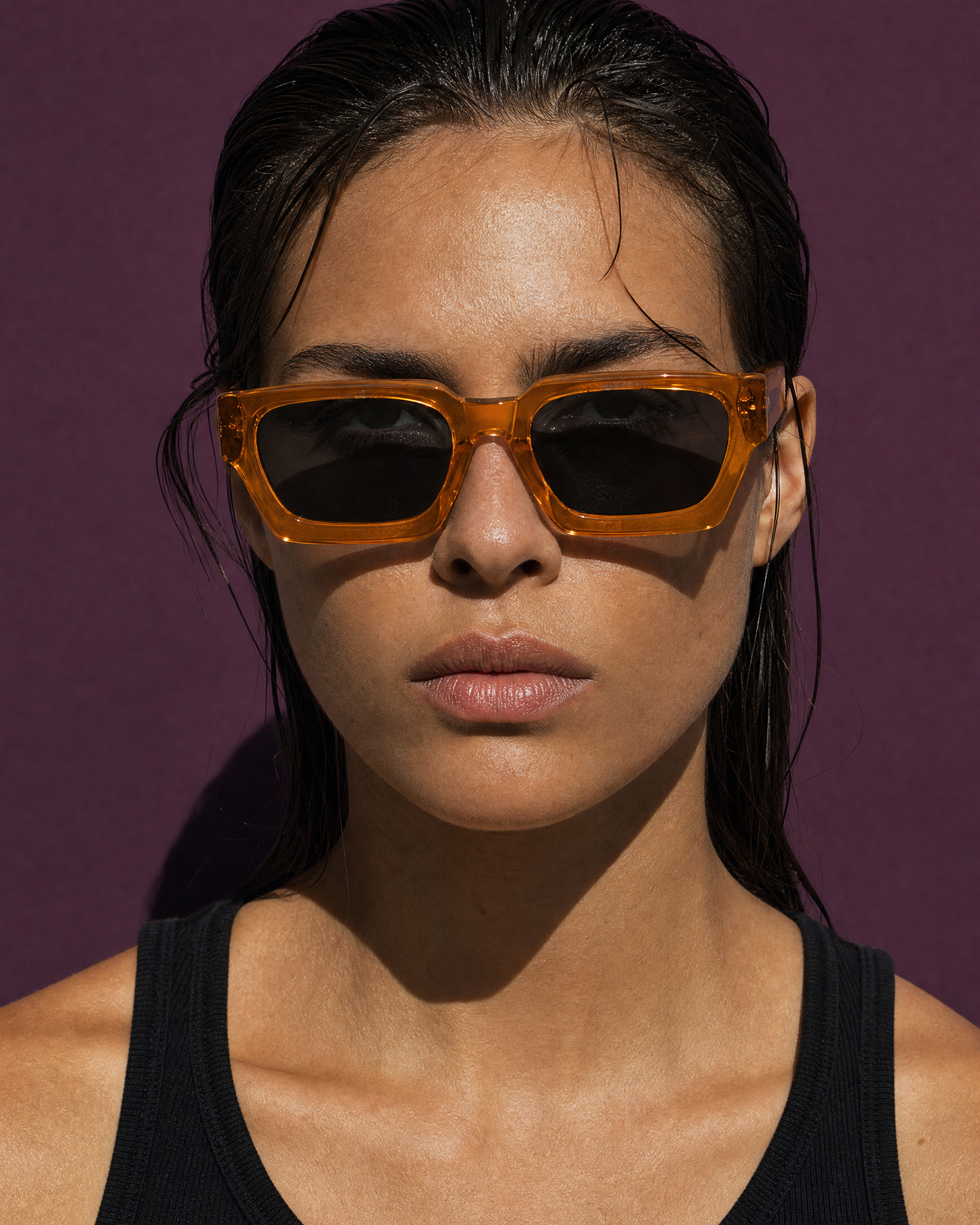 SLAB Frame 06 in SHERBET translucent tangerine, front portrait