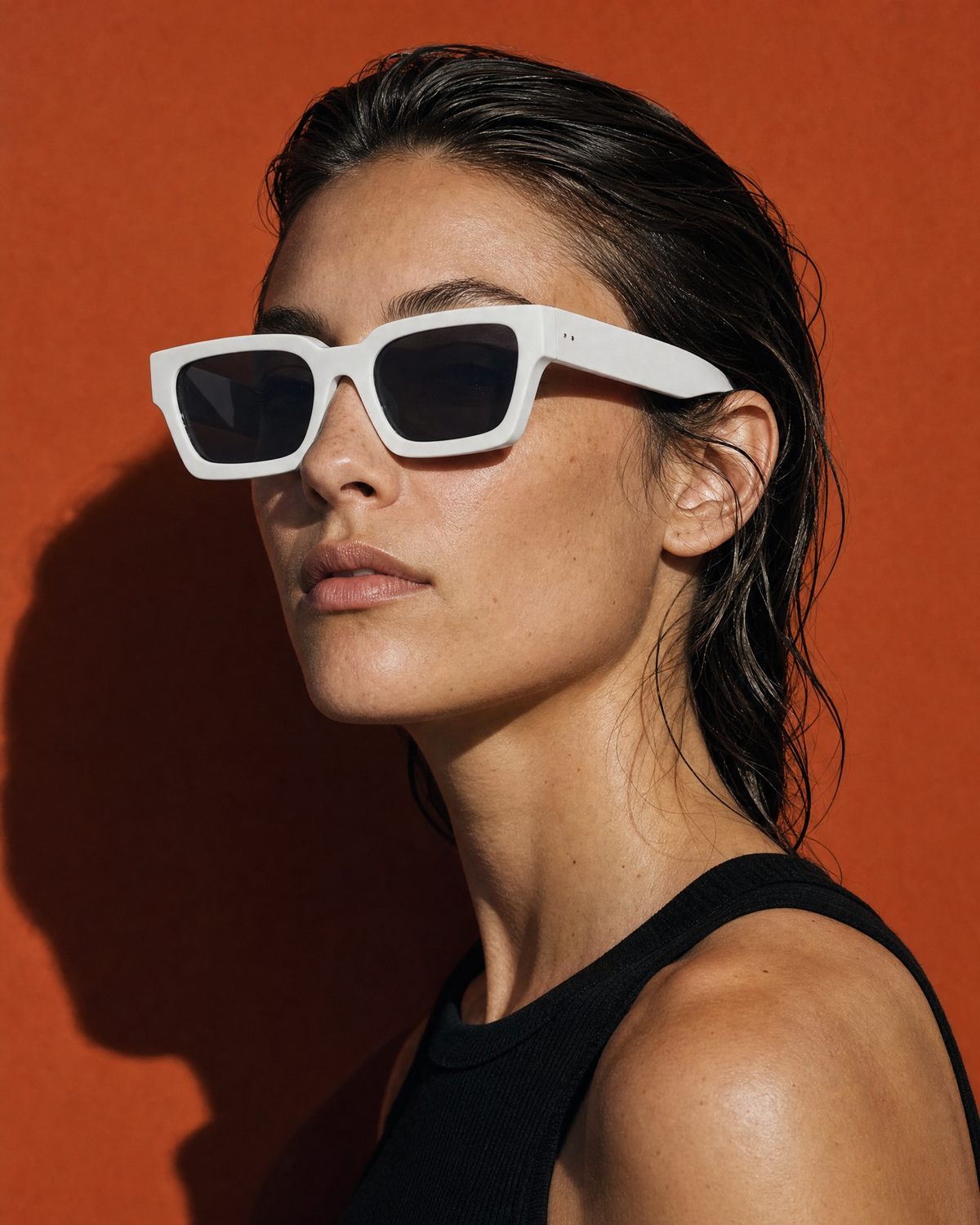 SLAB Frame 06 in BONE white, three-quarter portrait