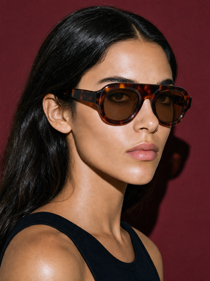 CREST Frame 14 pilot sunglasses in SHELL tortoiseshell, three-quarter portrait