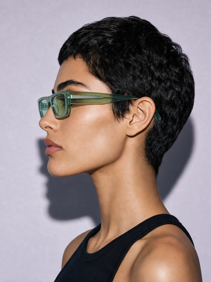 BLADE Frame 17 in PISTACHIO, full profile showing the ribbed temple