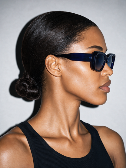 PRISM Frame 18 in COBALT, full profile showing the black temple