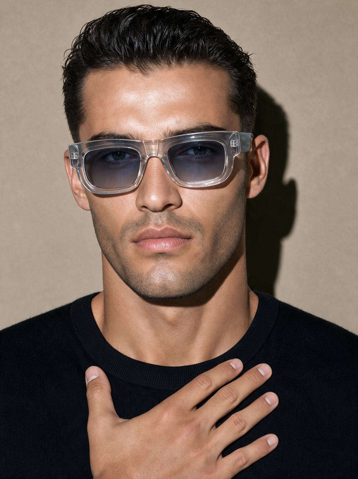 CHISEL Frame 22 sunglasses in GLACIER, front view on model