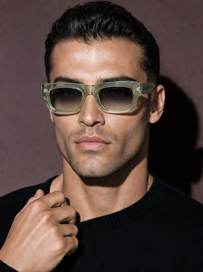 CHISEL Frame 22 sunglasses in CELADON, front view on model