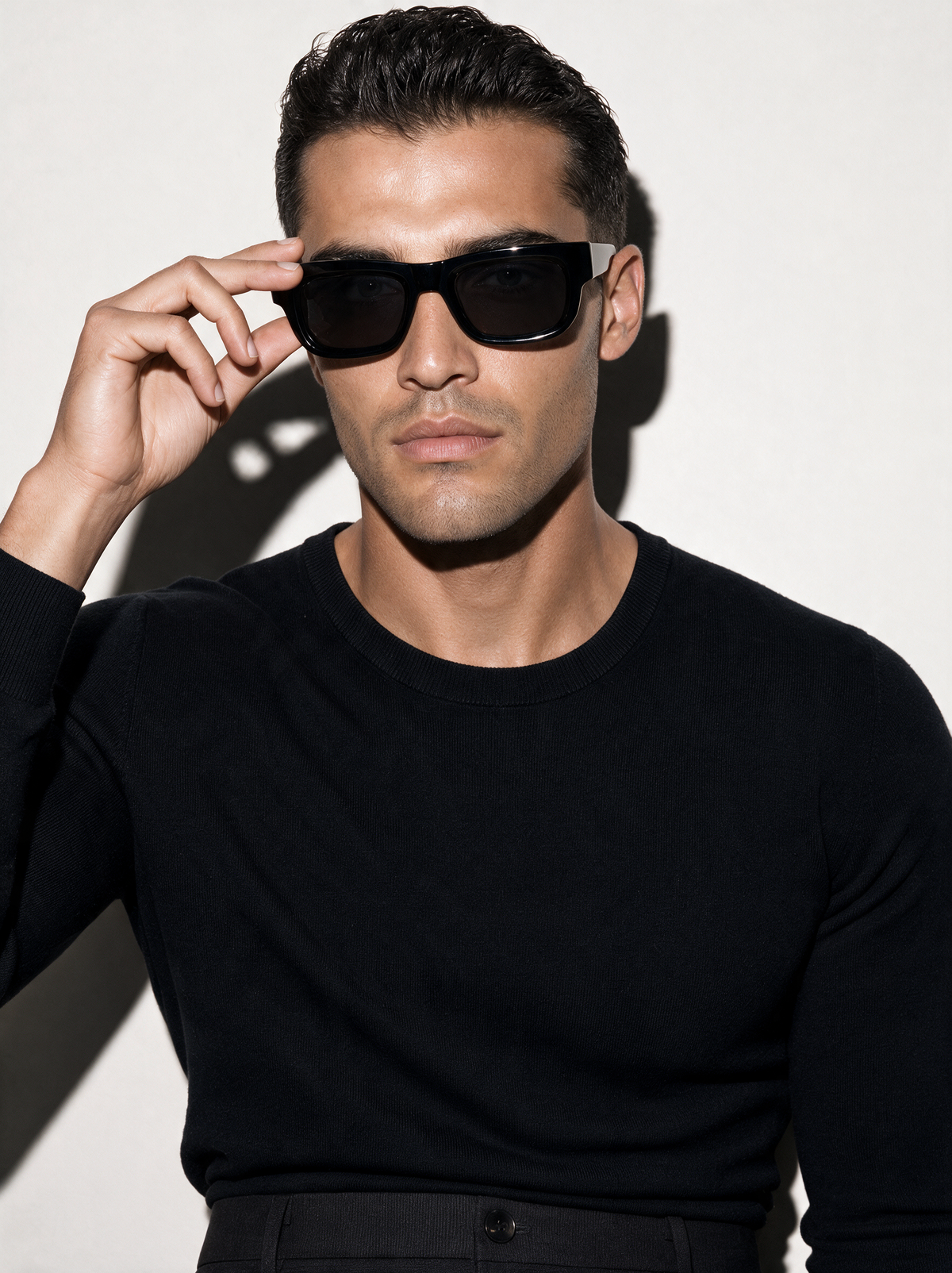 CHISEL Frame 22 sunglasses in BASALT, front view on model