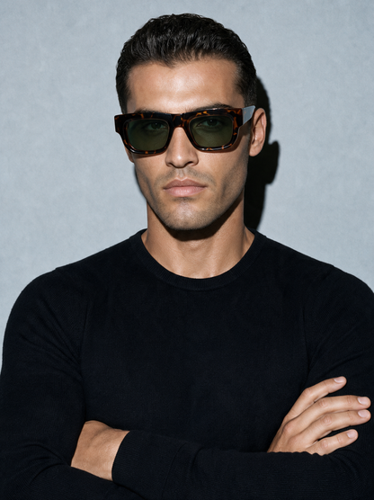 CHISEL Frame 22 sunglasses in CHESTNUT, front view on model