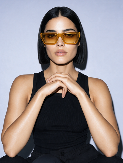 WEDGE Frame 12 in LEMON DROP, front on, chest up